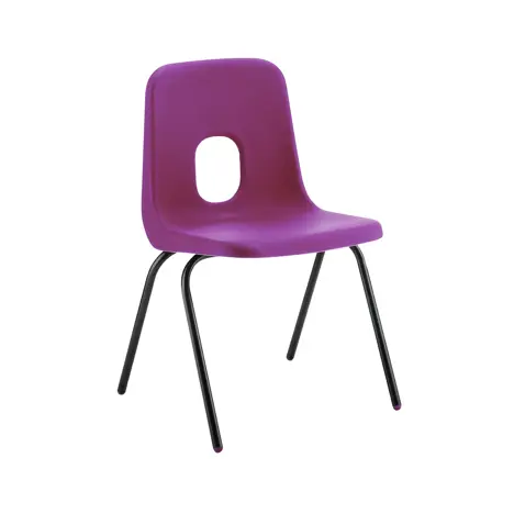 E Series Polypropylene Classroom Chair - 4 Black Legs - Size EA - Purple